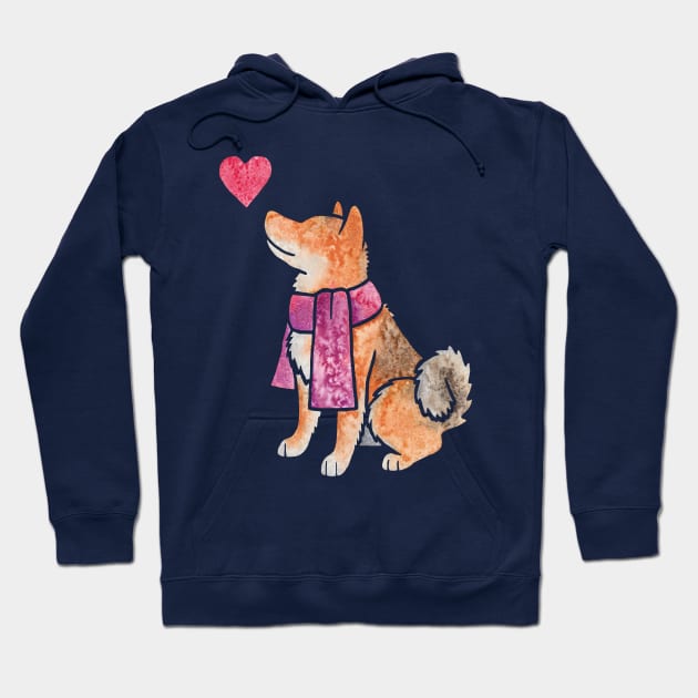 Watercolour Shiba Inu Hoodie by animalartbyjess